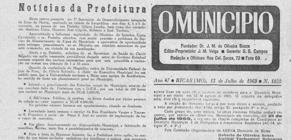 Leia mais sobre o artigo Em julho de 1969, O Município publicava