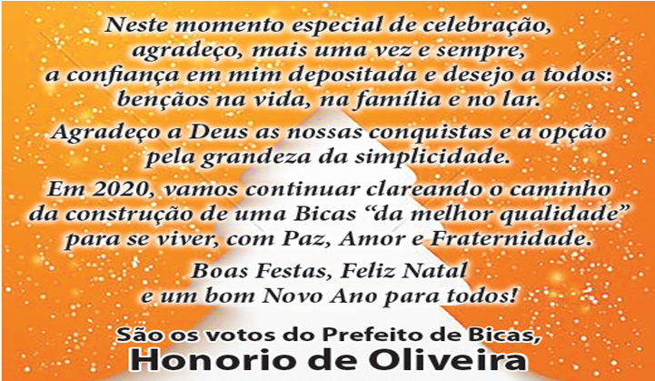 Leia mais sobre o artigo Mensagem de Boas Festas do Prefeito Honorio de Oliveira