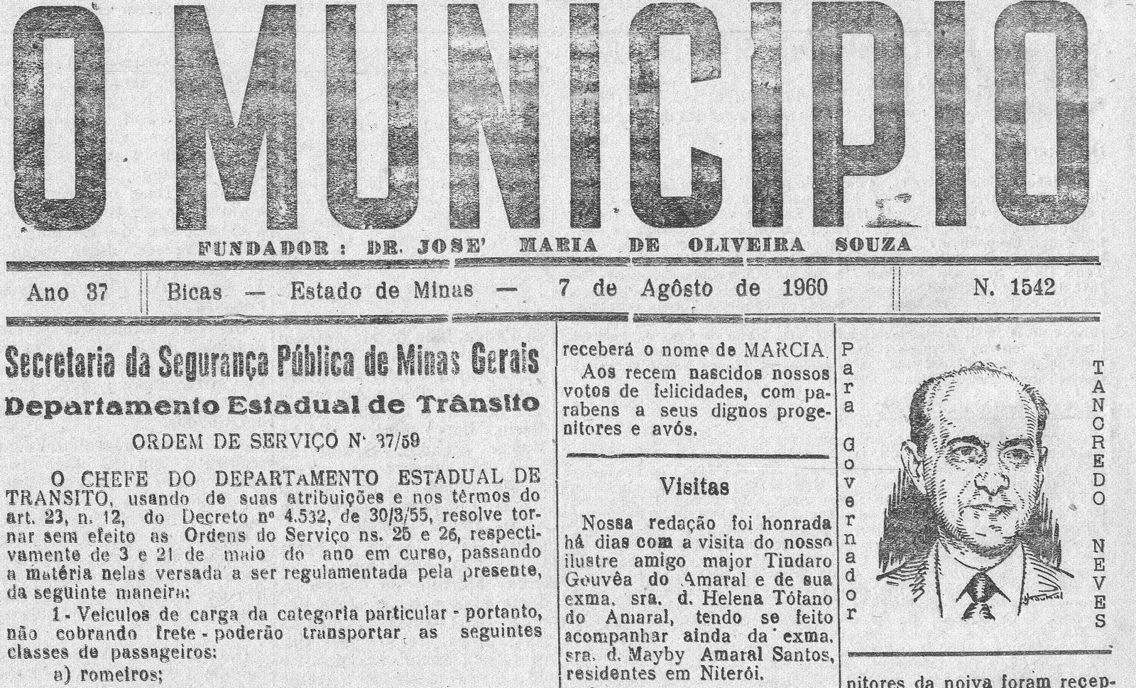 Leia mais sobre o artigo Há 60 anos / Leia a edição completa de O MUNICÍPIO, de 07/08/1960