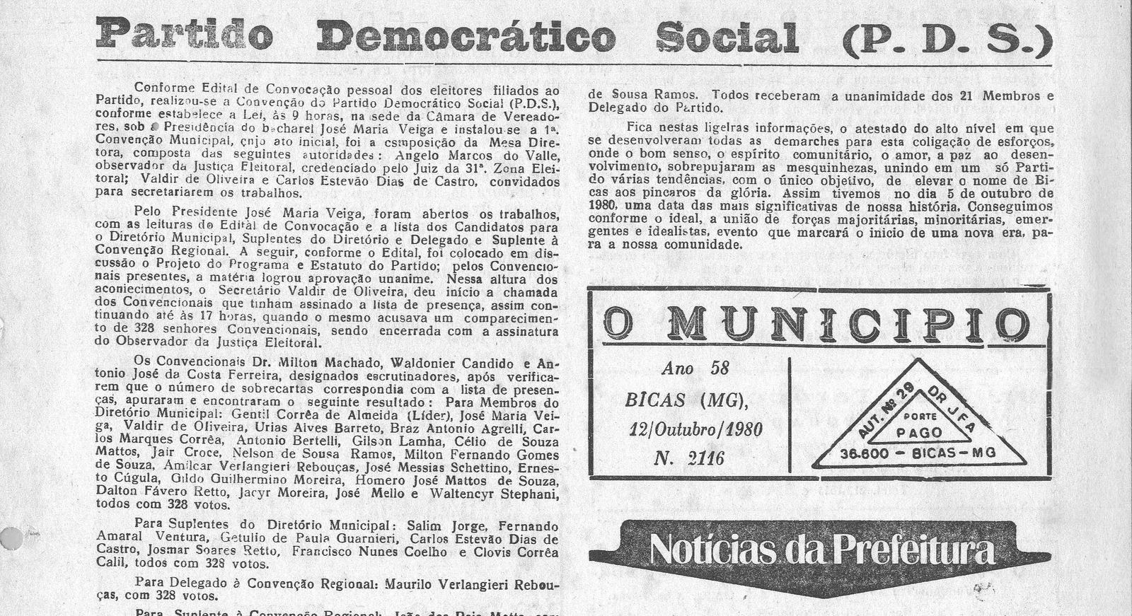 Leia mais sobre o artigo Há 40 anos, em 12 de outubro de 1980, O MUNICÍPIO publicava: Amilcar Verlangieri Rebouças / Notícias da Prefeitura