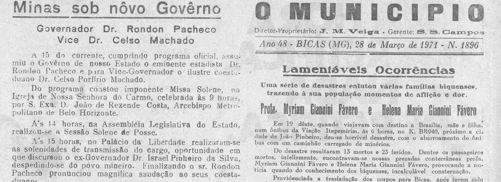 Leia mais sobre o artigo Há 50 anos, em 28/03/1971, O Município publicava: Lamentáveis ocorrências /Notícias da prefeitura / Anotando