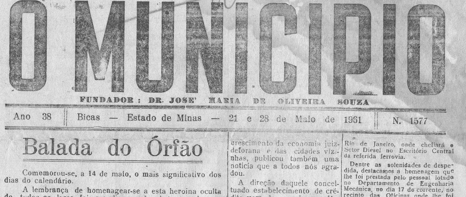 Leia mais sobre o artigo Há 60 anos, em 28/05/1961, O MUNICÍPIO publicava: Homenagens ao Dr. Renato Trigo Alves / Vida Esportiva / Conhecendo Nilópolis