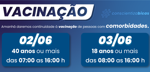Leia mais sobre o artigo Saúde avisa: dias 02 e 03 prossegue vacinação de pessoas com comorbidades