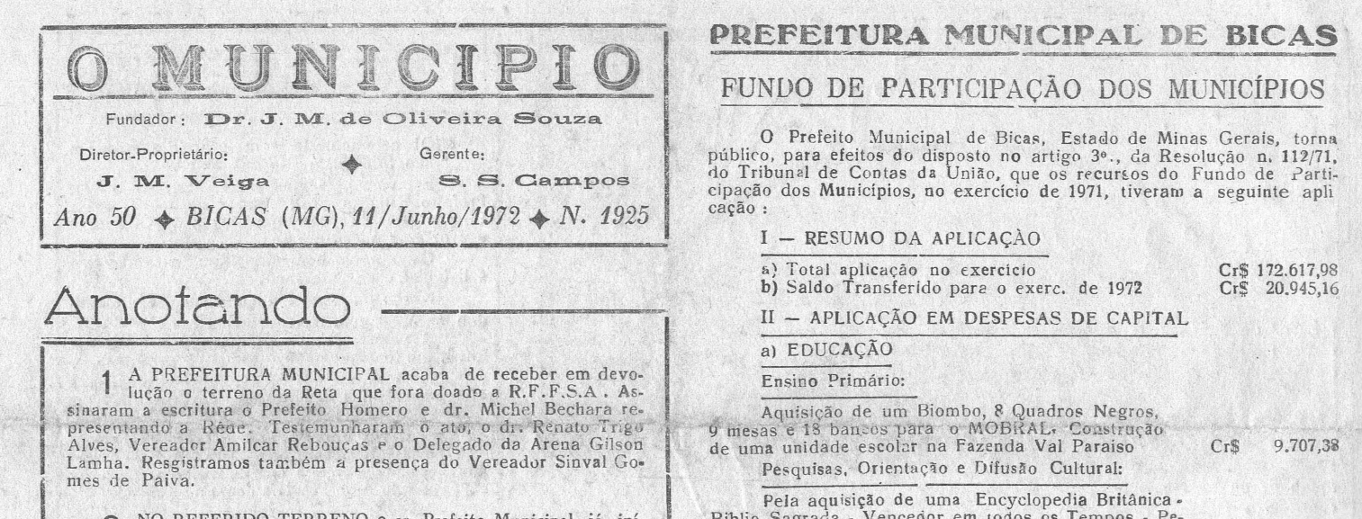 Leia mais sobre o artigo Há 50 anos, em 11/06/1972, O MUNICÍPIO publicava: Anotando / Coluna Social (José Maria Ramos) / Curso de Liderança