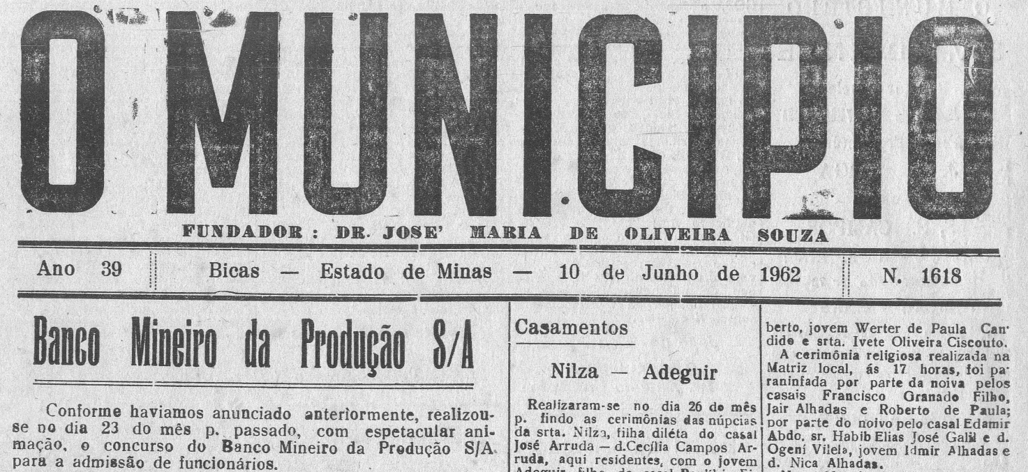 Leia mais sobre o artigo Há 60 anos, em 10/06/1962, O MUNICÍPIO publicava: Concurso Embaixatriz do Turismo / Vida Esportiva / Carta de Mãe (Serzedelo Louro Neto)