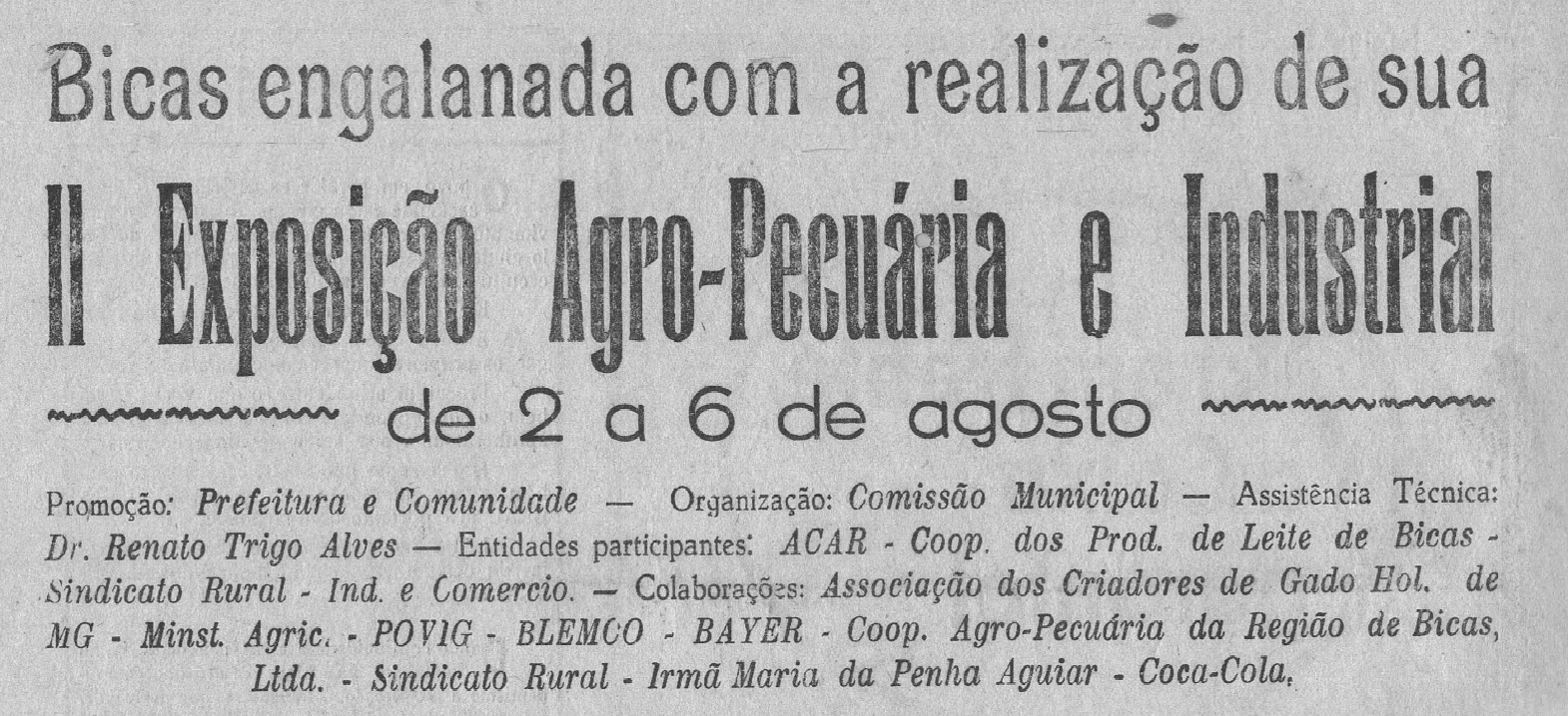 Leia mais sobre o artigo Há 50 anos em 30/07/1972, O MUNICÍPIO publicava: II Exposição de Bicas / Casamentos / O Mobral é notícia