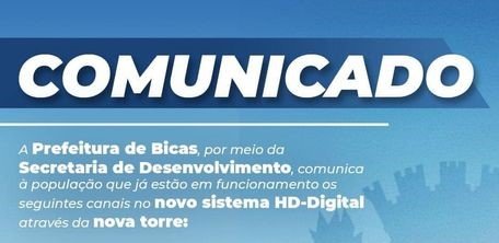 Leia mais sobre o artigo Comunicado / Novo Sistema HD-Digital / Nova torre / Canais disponíveis