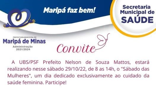 Leia mais sobre o artigo Convite / Sábado das Mulheres / Maripá de Minas