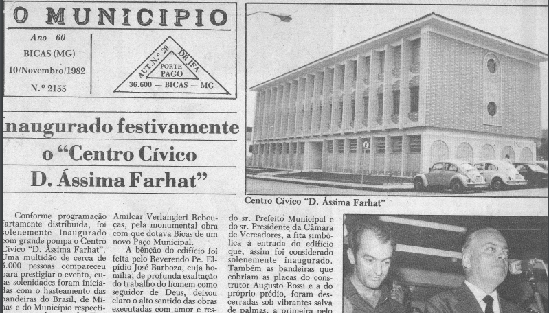 Leia mais sobre o artigo HÁ 40 anos, em 10/11/1982, O MUNICÍPIO publicava: Inaugurado o “Centro Cívico D. Ássima Farhat / Editorial / Candidatos a prefeito e vereadores / Prestando contas: Obras realizadas
