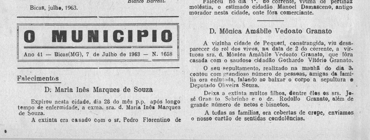 Leia mais sobre o artigo Há 60 anos, em 07/07/1963, O MUNICÍPIO publicava: Festa da Elegância / Entrega de Subvenção /  Vida Esportiva