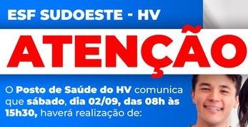 Leia mais sobre o artigo ESF Sudoeste – HV / Ação para a população residente na área