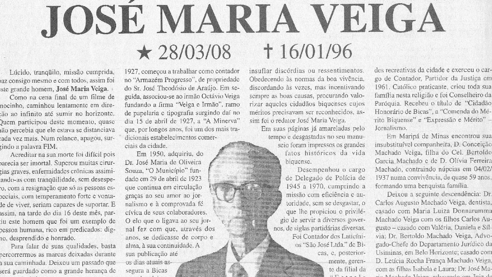Leia mais sobre o artigo Há 30 anos, em 31/01/1996, O MUNICÍPIO publicava: Obituário: José Maria Veiga / Crônicas de Júlio Vanni, Nelson Ramos / Pequeri em Foco / Há 50 anos / Sociais: Notas do Reveillon / Dr. Milton Machado