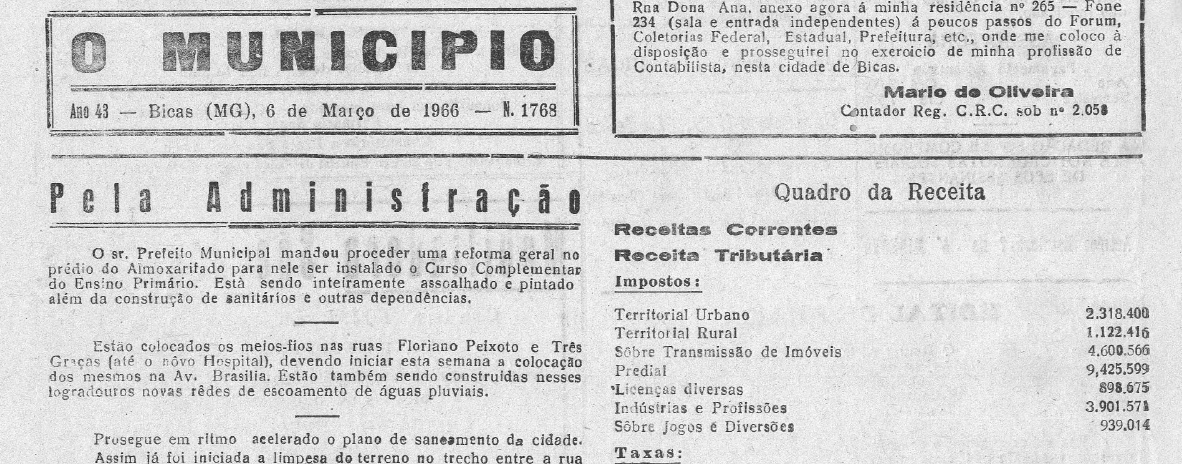 Leia mais sobre o artigo Há 60 anos, em 06/03/1966, O MUNICÍPIO publicava: Maripá prestou homenagem ao novo governo Mineiro (FOTO) / Pela Administração / Carnaval Biquense / Nascimentos