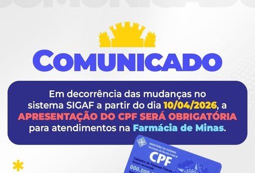 Leia mais sobre o artigo Obrigatoriedade de apresentação do CPF na Farmácia de Minas