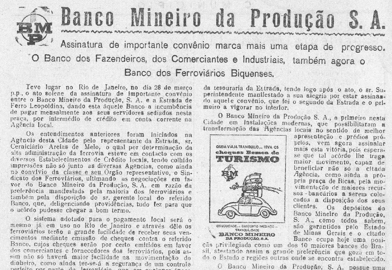 Leia mais sobre o artigo Há 60 anos, em 17/04/1966, O MUNICÍPIO publicava: Banco Mineiro da Produção S/A – Dr. Ralph Grunewald – Semana Santa em Bicas com encenação ao vivo (Cristo: Jones Kalil e os dois ladrões: Norival Ferrari e Alberto de Oliveira (Careca) – Falecimentos