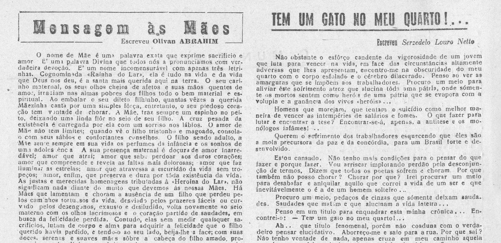 Leia mais sobre o artigo Há 60 anos, em 15/05/1966 O MUNICÍPIO PUBLICAVA: Mensagem às Mães – Tem um gato no meu quarto – Jornal Voz de São João – Sociais