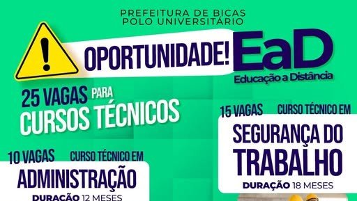 Leia mais sobre o artigo Bicas oferece cursos gratuitos de Técnico em Administração e Técnico em Segurança do Trabalho
