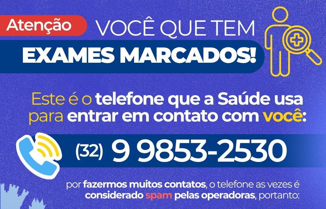 Atenção, biquenses! Você que tem exames marcados pela Secretaria Municipal de Saúde, fique atento às nossas ligações!